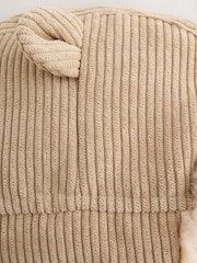 Neutral Beige Cord Trapper Baby Hat - Image 3 of 3