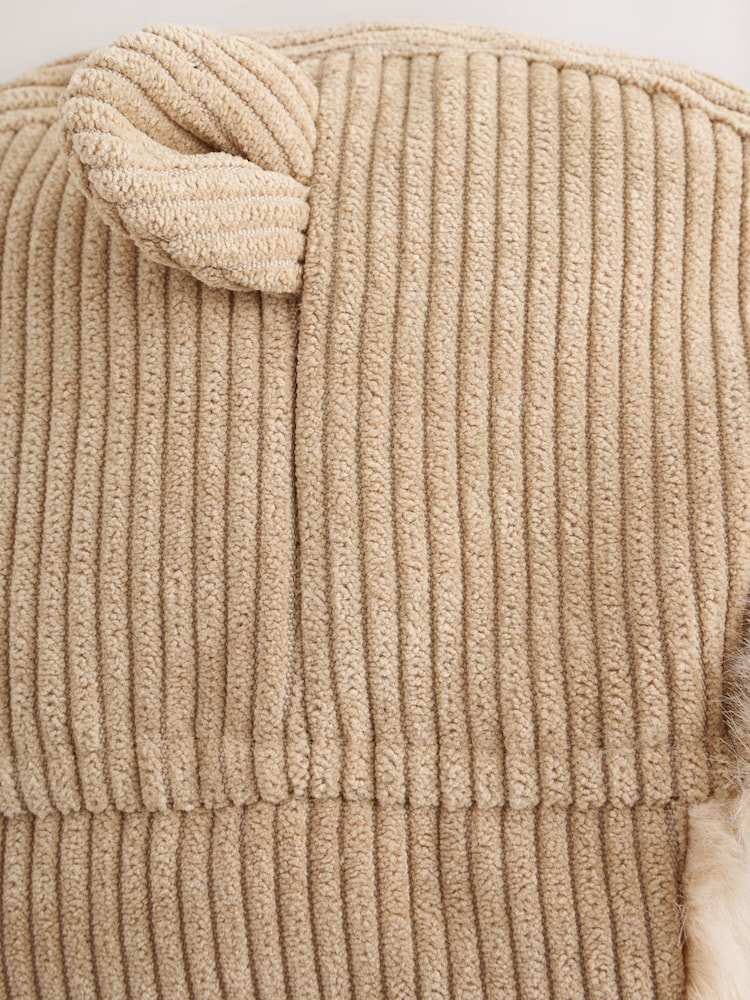 Neutral Beige Cord Trapper Baby Hat - Image 3 of 3 Neutral Beige Cord Trapper Baby Hat - Image 3 of 3