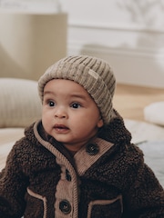 Neutral Nep Knitted Beanie Baby Hat - Image 1 of 6