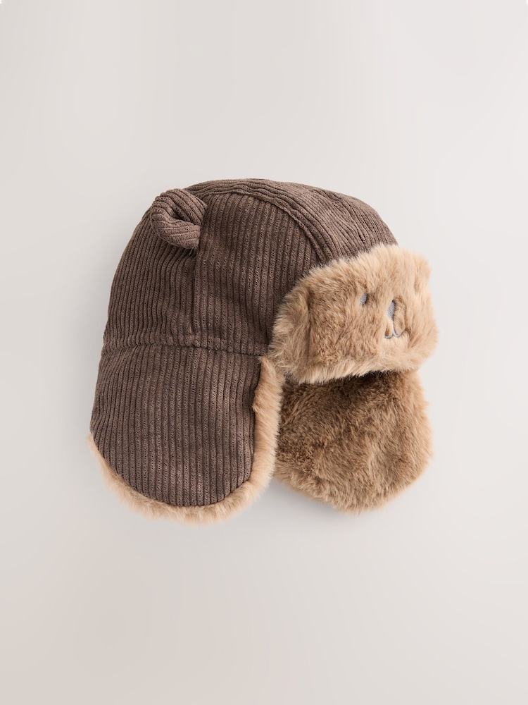 Brown Cord Trapper Baby Hat - Image 1 of 4 Brown Cord Trapper Baby Hat - Image 1 of 4