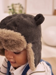 Brown Cord Trapper Baby Hat - Image 3 of 4