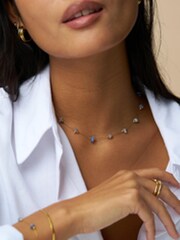 Orelia London Gold Tone Tone Semi-Precious Sodalite Stationed Chip Necklace - Image 4 of 5