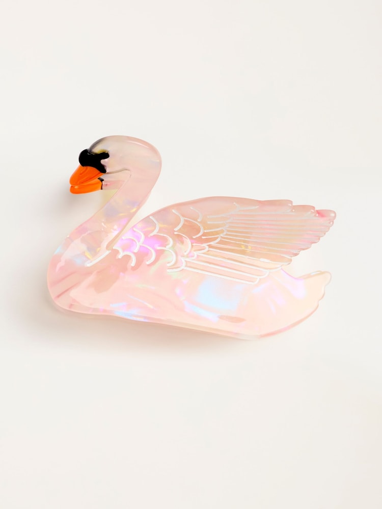 FatFace Pink Swan Claw Clip - Image 1 of 2 FatFace Pink Swan Claw Clip - Image 1 of 2