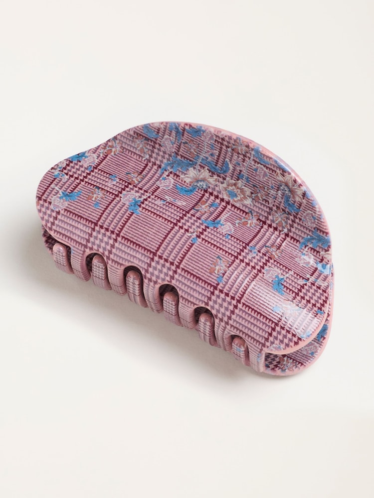 FatFace Pink Check Floral Claw Clip - Image 1 of 2 FatFace Pink Check Floral Claw Clip - Image 1 of 2