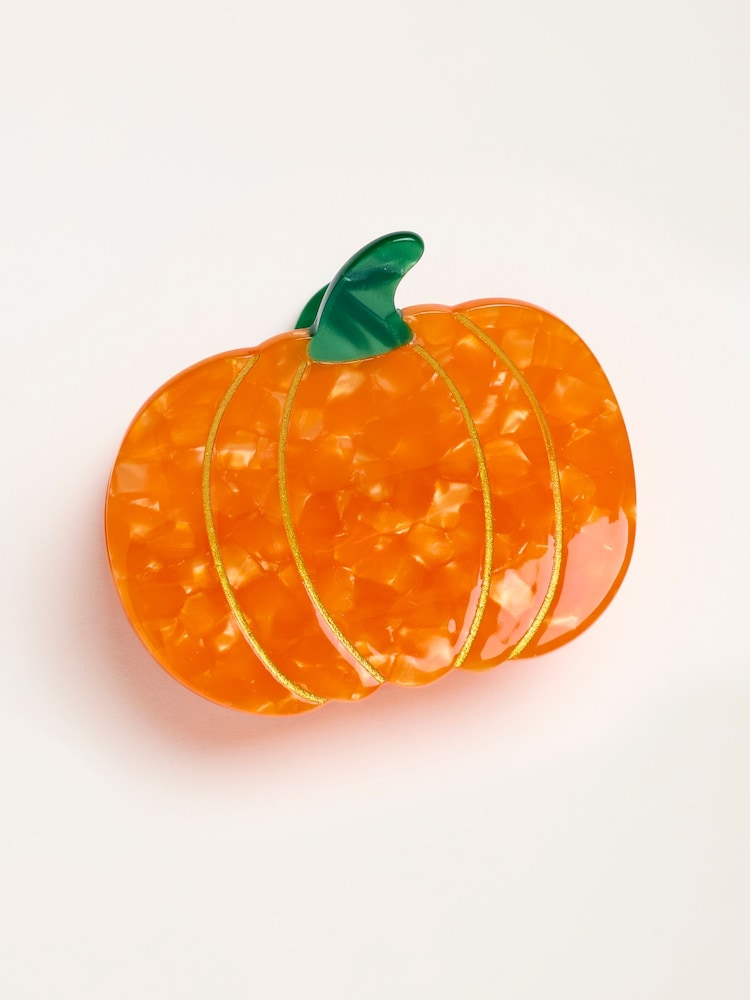 FatFace Orange Halloween Pumpkin Claw Clip - Image 1 of 2 FatFace Orange Halloween Pumpkin Claw Clip - Image 1 of 2