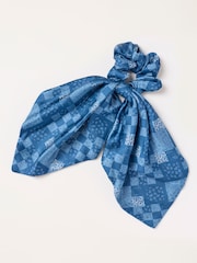 FatFace Blue Patchwork Tie Scrunchie - Image 1 of 2