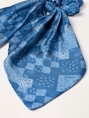 FatFace Blue Patchwork Tie Scrunchie - Image 2 of 2