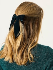 FatFace Navy Velvet Hair Bow - Image 1 of 3