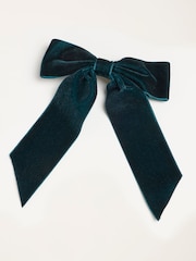 FatFace Navy Velvet Hair Bow - Image 2 of 3