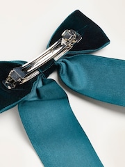 FatFace Navy Velvet Hair Bow - Image 3 of 3