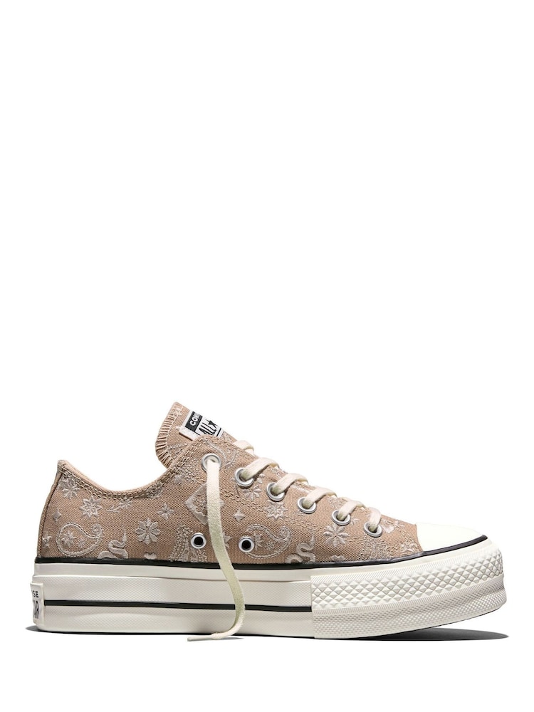 Converse Natural Chuck Taylor All Star Lift Paisley Trainers - Image 1 of 5 Converse Natural Chuck Taylor All Star Lift Paisley Trainers - Image 1 of 5