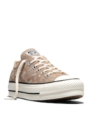 Converse Natural Chuck Taylor All Star Lift Paisley Trainers - Image 4 of 5