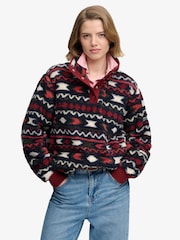 Червоний - Superdry Super Soft Printed Half Zip Neck Sweat Top - Image 1 of 6