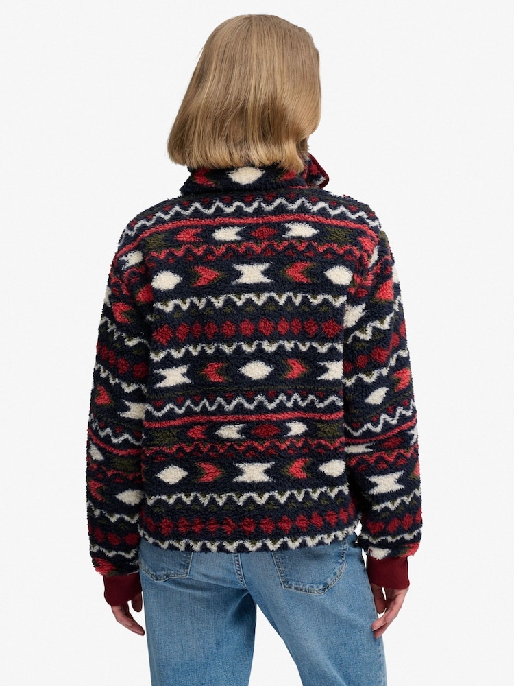 Червоний - Superdry Super Soft Printed Half Zip Neck Sweat Top - Image 2 of 6