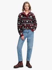 Червоний - Superdry Super Soft Printed Half Zip Neck Sweat Top - Image 3 of 6