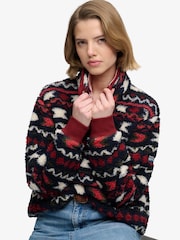 Червоний - Superdry Super Soft Printed Half Zip Neck Sweat Top - Image 4 of 6