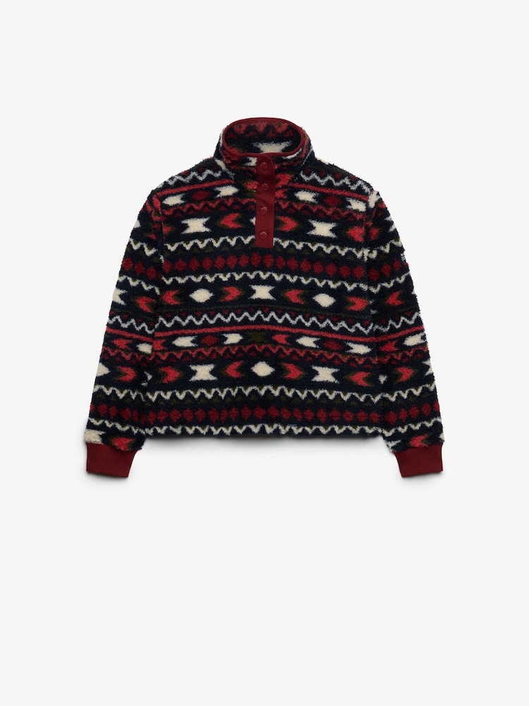 Червоний - Superdry Super Soft Printed Half Zip Neck Sweat Top - Image 6 of 6