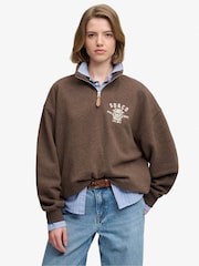 Superdry Dark Brown Country Club Half Zip Sweat Top - Image 1 of 7