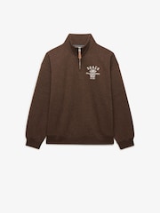 Superdry Dark Brown Country Club Half Zip Sweat Top - Image 6 of 7
