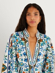 Farm Rio Blue Flora Tile Off-White Maxi Dress - Image 2 of 3