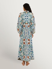 Farm Rio Blue Flora Tile Off-White Maxi Dress - Image 3 of 3