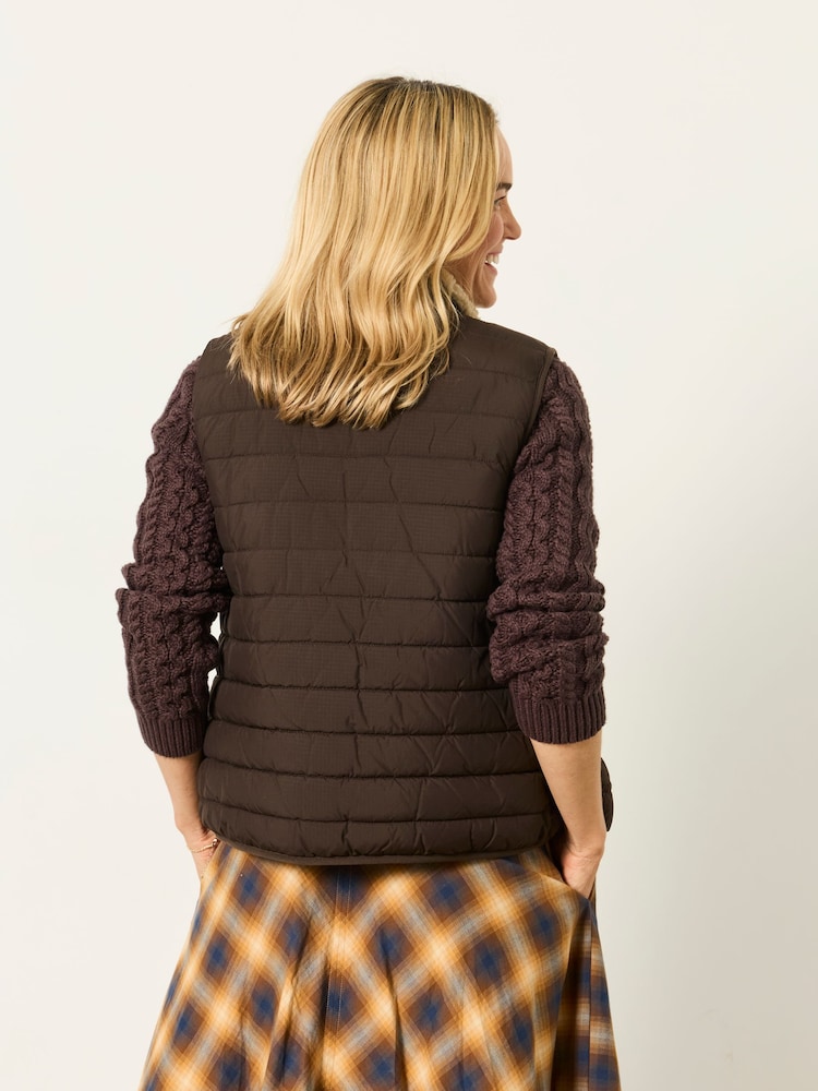 FatFace Luna Reversible Chocolate Brown Padded Borg Fleece Gilet - Image 2 of 7 FatFace Luna Reversible Chocolate Brown Padded Borg Fleece Gilet - Image 2 of 7