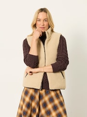 FatFace Luna Reversible Chocolate Brown Padded Borg Fleece Gilet - Image 3 of 7