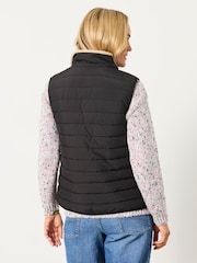 FatFace Luna Reversible Black Padded Borg Fleece Gilet - Image 2 of 8