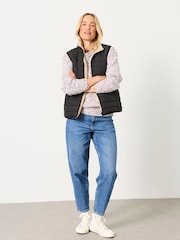FatFace Luna Reversible Black Padded Borg Fleece Gilet - Image 4 of 8