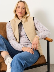 FatFace Luna Reversible Black Padded Borg Fleece Gilet - Image 6 of 8