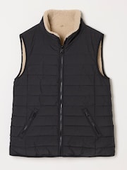 FatFace Luna Reversible Black Padded Borg Fleece Gilet - Image 7 of 8