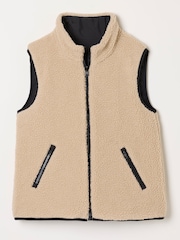 FatFace Luna Reversible Black Padded Borg Fleece Gilet - Image 8 of 8