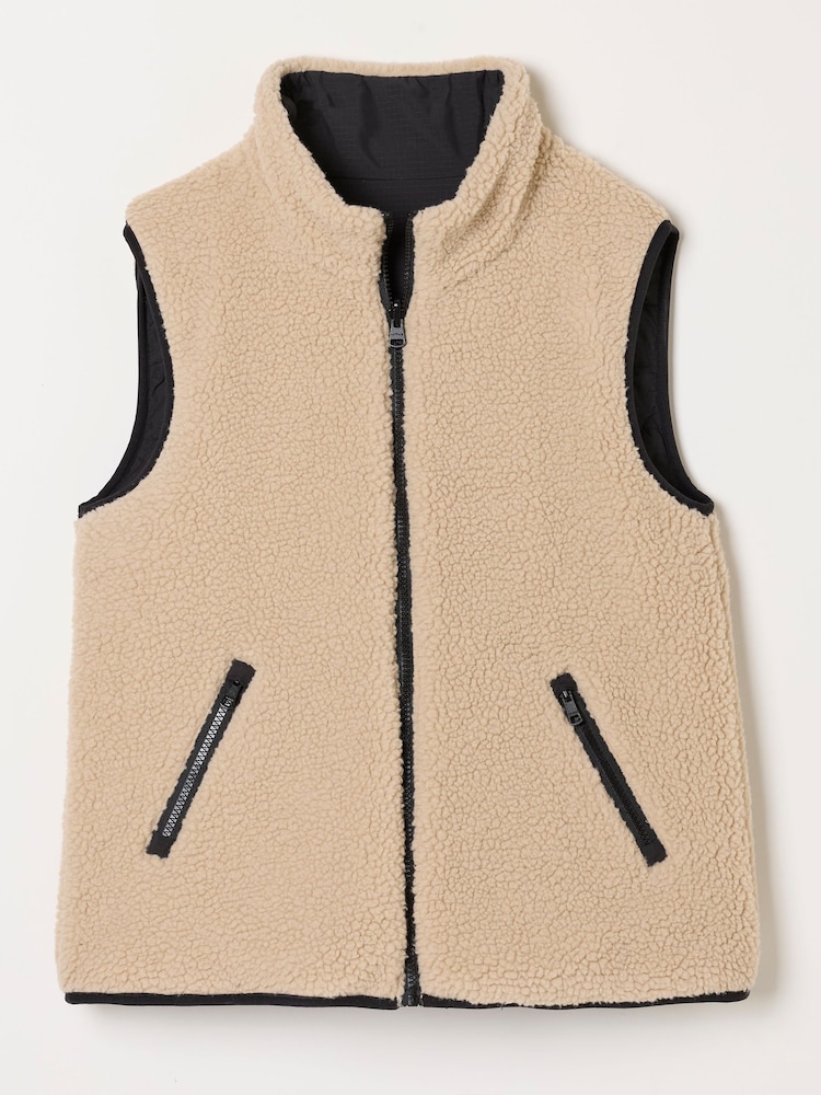 FatFace Luna Reversible Black Padded Borg Fleece Gilet - Image 8 of 8 FatFace Luna Reversible Black Padded Borg Fleece Gilet - Image 8 of 8