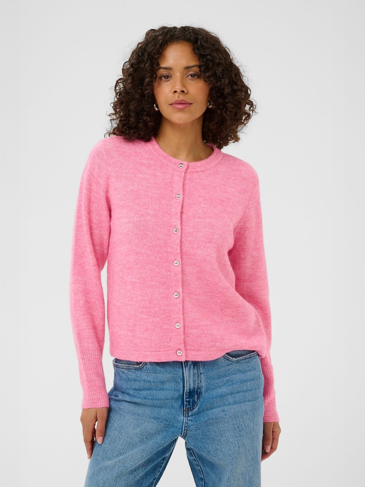 Kaffe Pink Niel Long Sleeve Knit Cardigan - Image 1 of 6
