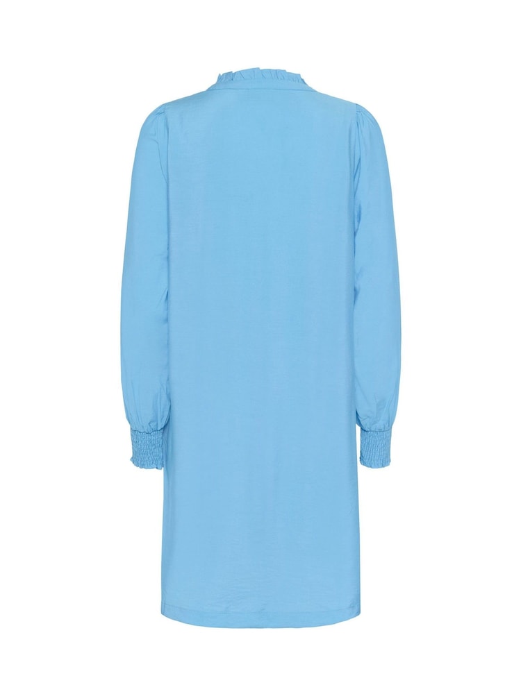 Kaffe Blue Loni V-Neck Long Sleeve Midi Dress - Image 6 of 6