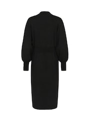 Kaffe Black Marina Long Sleeve Midi Knit Dress - Image 5 of 5