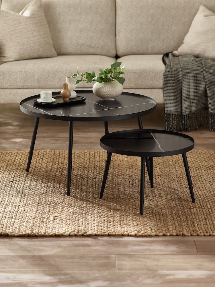 Julian Bowen Black Nolan Nesting Coffee Table - Image 1 of 7