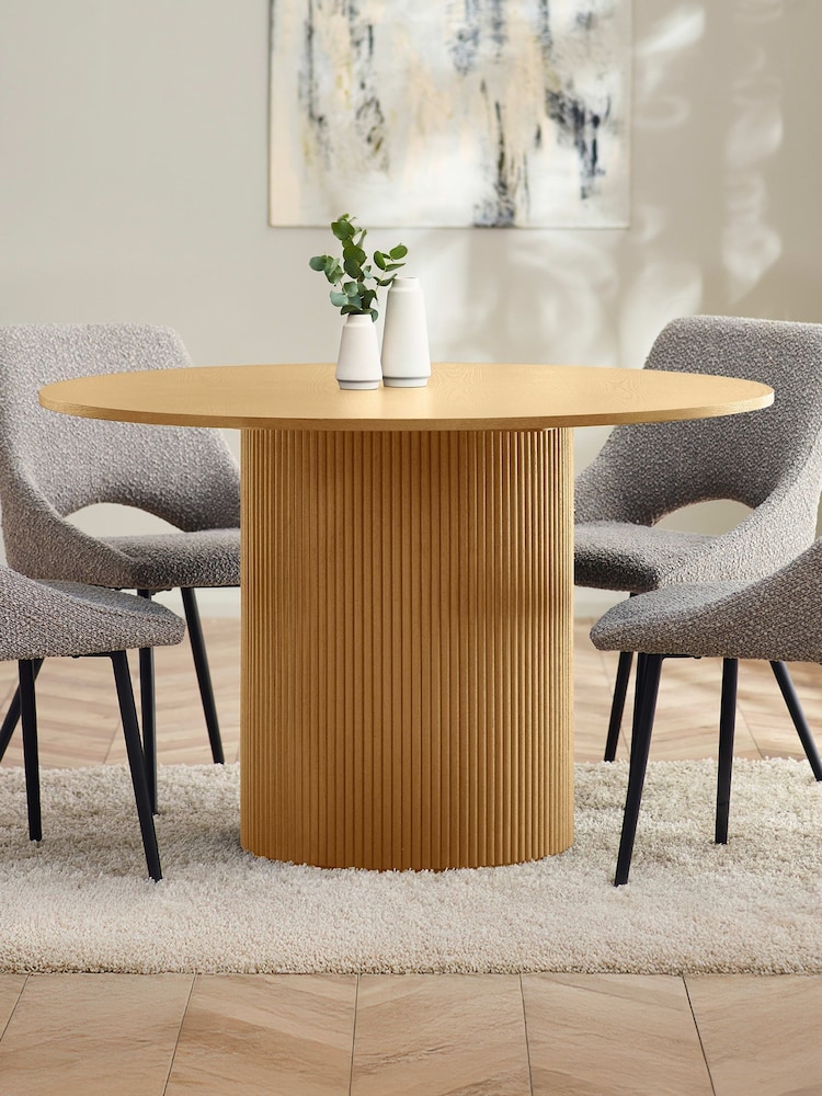 Julian Bowen Light Oak Louis Fluted Round Dining Table - Image 1 of 7 Julian Bowen Light Oak Louis Fluted Round Dining Table - Image 1 of 7