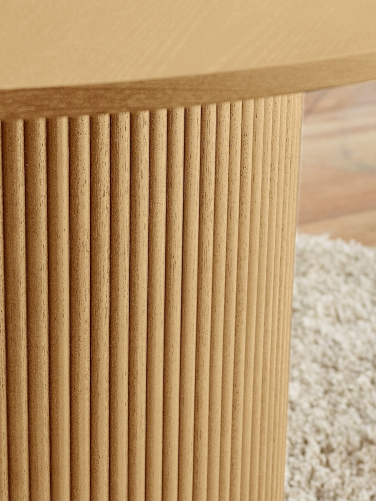 Julian Bowen Light Oak Louis Fluted Round Dining Table - Image 2 of 7 Julian Bowen Light Oak Louis Fluted Round Dining Table - Image 2 of 7