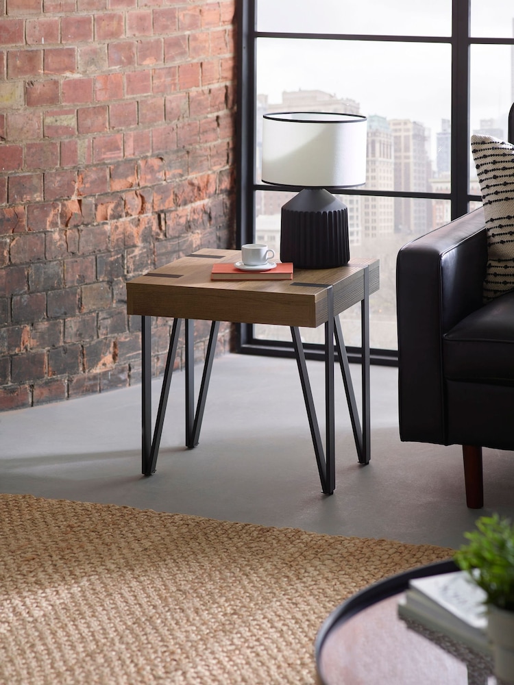 Julian Bowen Rustic Wood Effect Troy Lamp Table - Image 1 of 7