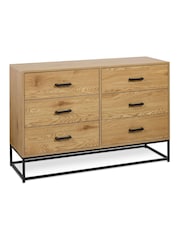 Julian Bowen Light Oak Effect Black Harlow 6 Drawer Wide Chest - Image 5 of 7