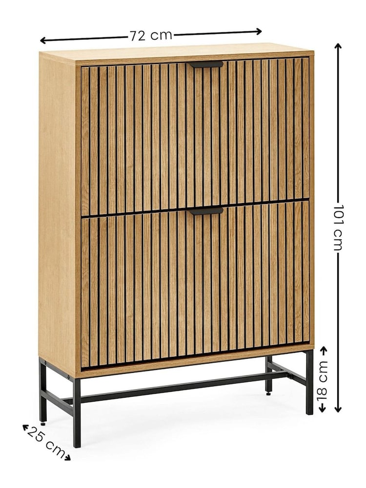 Julian Bowen Natural Oak Effect Sia Shoe Cabinet - Image 7 of 7