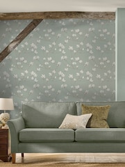 Laura Ashley Pale Eau de Nil Magnolia Grove A4 Wallpaper Sample - Image 2 of 4