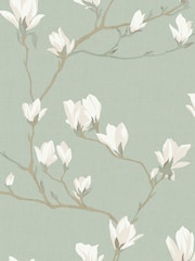 Laura Ashley Pale Eau de Nil Magnolia Grove A4 Wallpaper Sample - Image 3 of 4