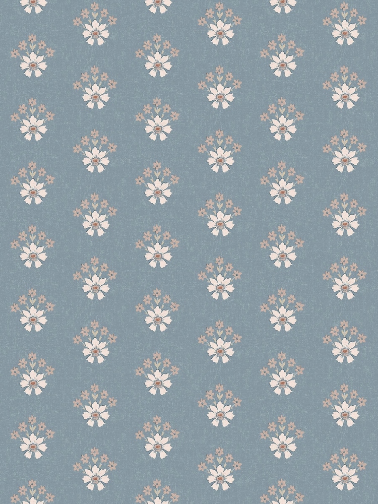 Laura Ashley Newport Blue Semington Floral Geo A4 Wallpaper Sample - Image 2 of 4
