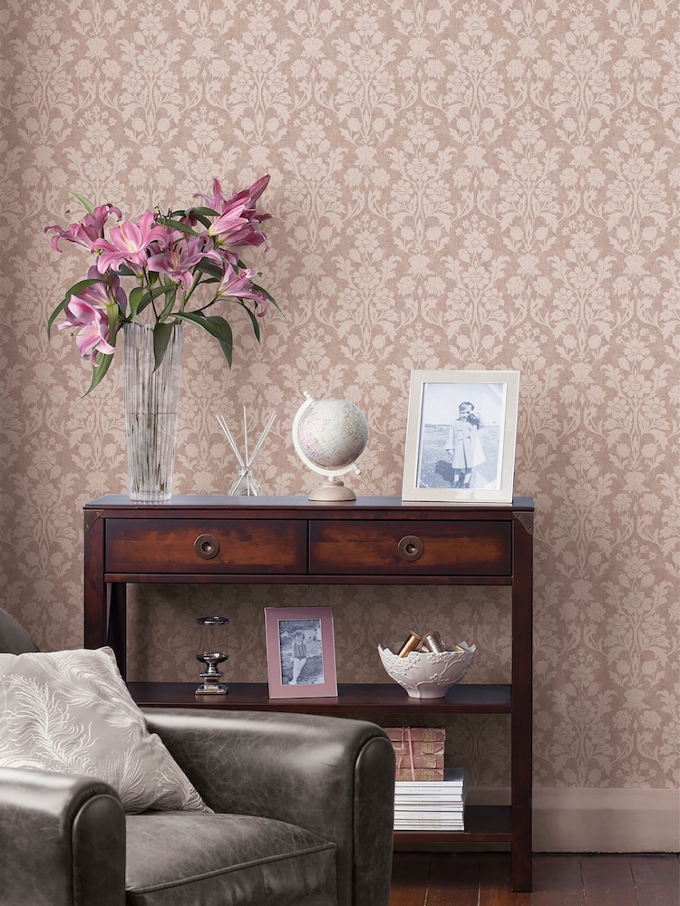 Laura Ashley Plaster Pink Semington Silhouette A4 Wallpaper Sample - Image 1 of 4