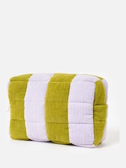 Oliver Bonas Purple  Green Striped Corduroy Quilted Large Wash Bag - Image 2 of 6