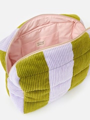 Oliver Bonas Purple  Green Striped Corduroy Quilted Large Wash Bag - Image 3 of 6