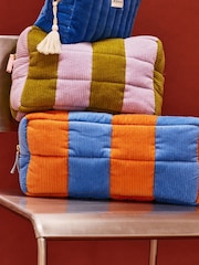 Oliver Bonas Purple  Green Striped Corduroy Quilted Large Wash Bag - Image 6 of 6