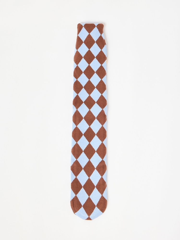 Oliver Bonas Blue Brown Harlequin Long Hot Water Bottle - Image 1 of 5 Oliver Bonas Blue Brown Harlequin Long Hot Water Bottle - Image 1 of 5